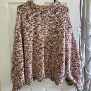 Drop shoulder confetti wool sweater